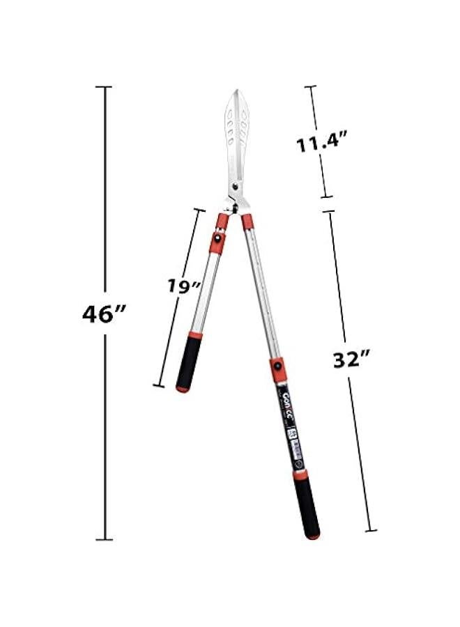 Arabest Adjustable Hedge Shears with Wavy SK-5 Steel Blade, Handle Length 19-32, Garden Pruning Trimmers and Grass Clippers - Image 4