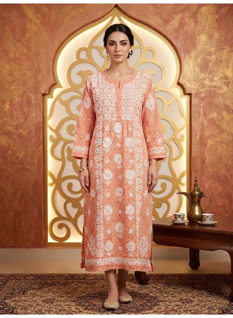 Alaya Hand Embroidered Chikankari Mulmul Kurta-AL3883 - Image 1