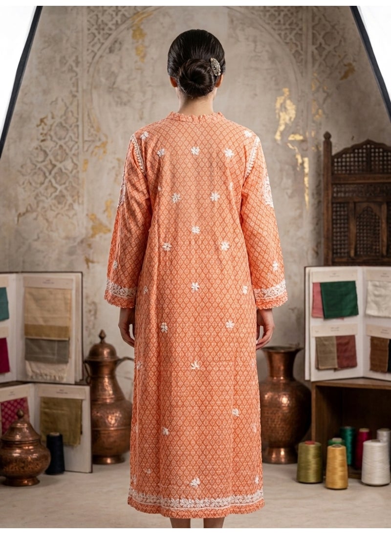 Alaya Hand Embroidered Chikankari Mulmul Kurta-AL3883 - Image 2