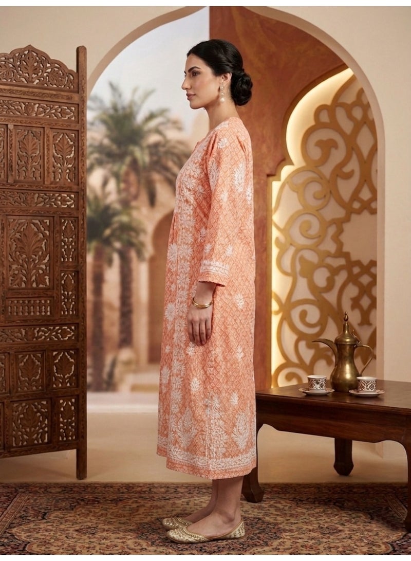 Alaya Hand Embroidered Chikankari Mulmul Kurta-AL3883 - Image 3