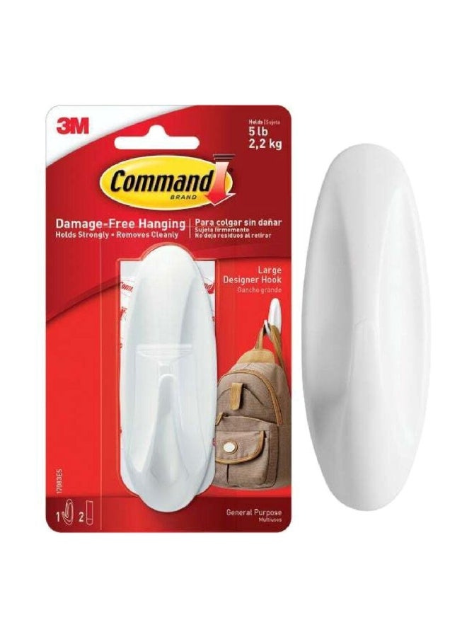 Command Designer Adhesive Hook with 2 Strips White Large 17083ES  - Image 4