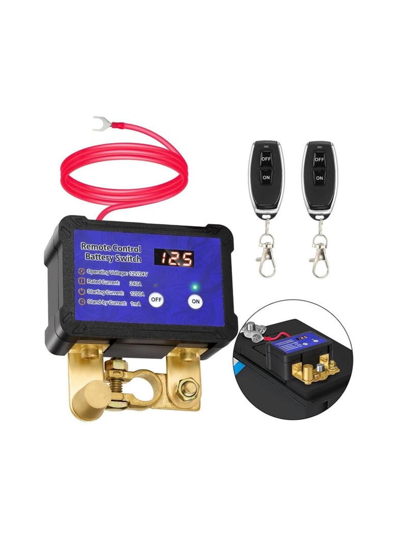 Barakah Remote Car Battery Kill Switch, 12V 24V 240A with Voltage Display, Prevents Cell Drain, Easy Installation, Smart Remote Control Anti Theft System for Reliable Power Management in Car Truck Boat RV - Image 1