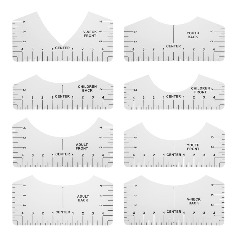 Tshirt Guide Ruler Alignment Tool Round Neck Calibration and Sewing Alignment Guiding For Clothing Design(White ) - Image 1