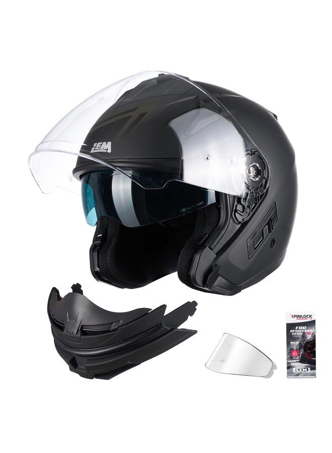 LEM Modular Motorcycle Helmets for Adults, Full Face Motorcycle Helmets for Men, Detachable Chin Guard, DOT Approved, Anti-Fog PINLOCK & DVS Dual Vision, Double D Lock, Quick (Matte Black, Large) - Image 1