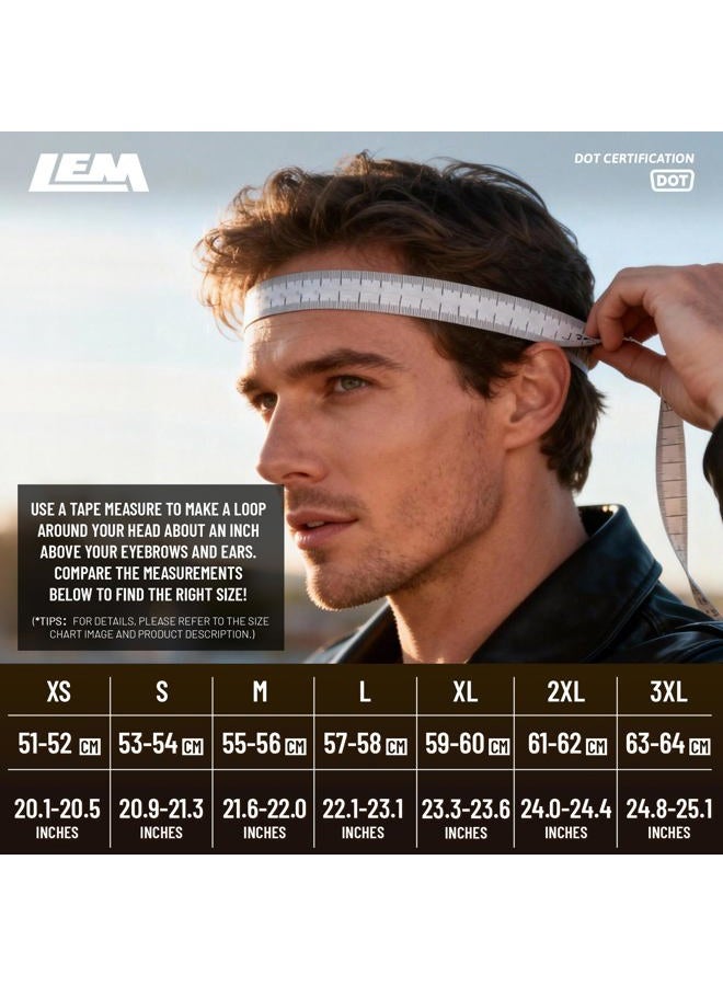 LEM Modular Motorcycle Helmets for Adults, Full Face Motorcycle Helmets for Men, Detachable Chin Guard, DOT Approved, Anti-Fog PINLOCK & DVS Dual Vision, Double D Lock, Quick (Matte Black, Large) - Image 2