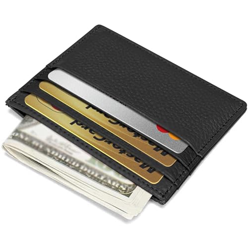 M-Plateau Credit Card Wallet, Super Slim Card Holder, Genuine Leather Wallet for Man and Women with 6 Card Slots and 1 Pocket (Black) - Image 4
