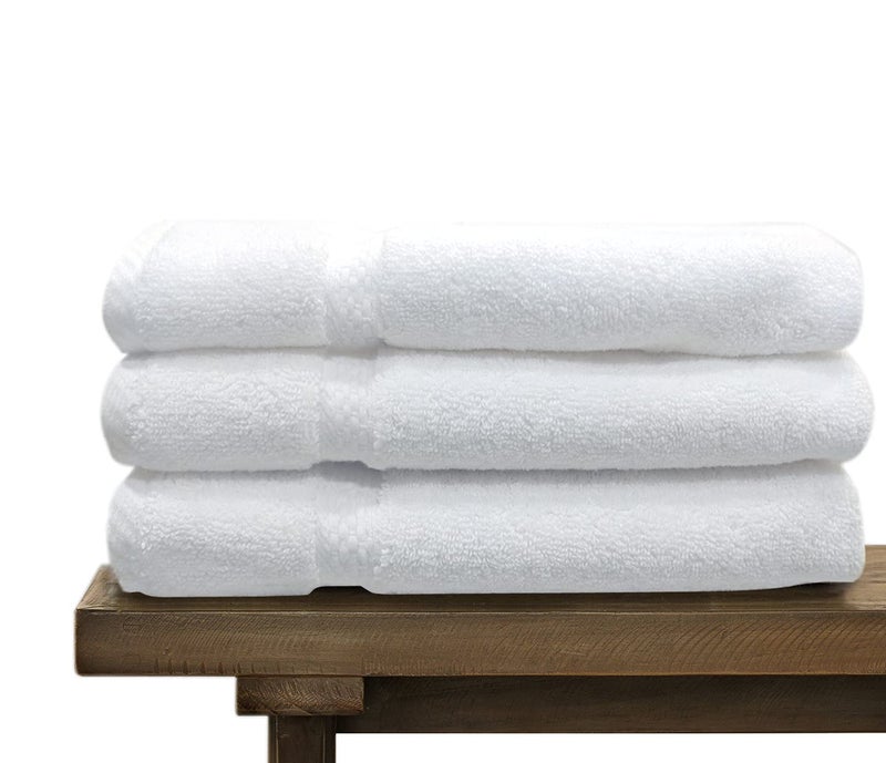 Meroo Diamond Cotton Large Bath Towel for Hotel and Spa (White 75 x 150 cm, 550 GSM, 620 g) - Pack of 3 - Image 1
