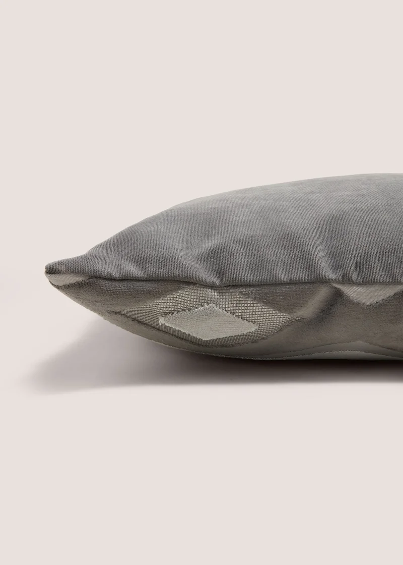 Matalan Grey Crushed Velvet Diamond Cushion