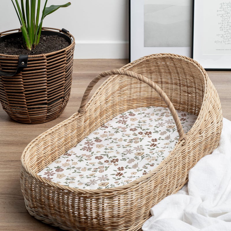 Sorrel + Fern Baby Bassinet Sheets Girl (Fleurette) 2-Pack - Fitted Bedside Bassinet Sheets - Buttery Soft Cotton Blend For Standard Mattress Pad - Compatible With Halo Bassinest - Image 4