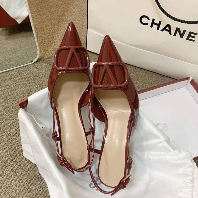 Summer Temperament High Heels Women'S French Thin Heels Pointed Toe Nude Strap Beautiful Baotou Sandals - Image 5
