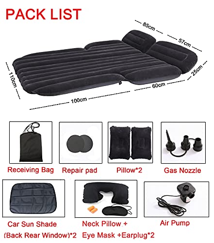 Onirii Inflatable SUV Air Mattress Thickened Flocking Inflatable Car Camping Travel Air Mattress with 2 Pillows & Air Pump,Portable Car Sleeping Bed for SUV|MPV|Minivan - Image 3