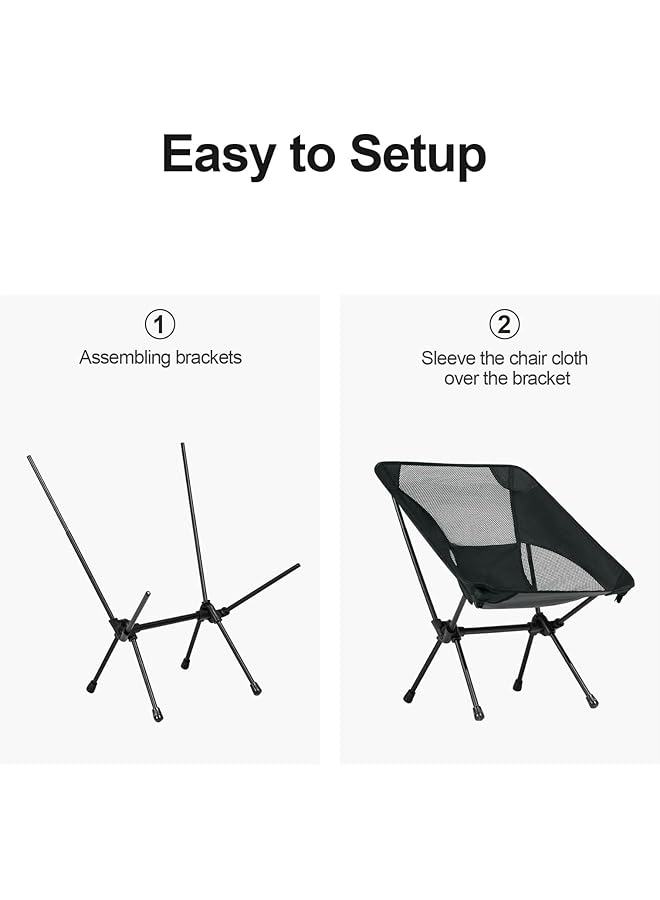 Excefore Backpacking Chair Lightweight Portable Camping Chair for Adults Foldable and Collapsible Outdoor Mesh Chair for Camping Hiking Lawn Picnic Beach and Travel - Image 4