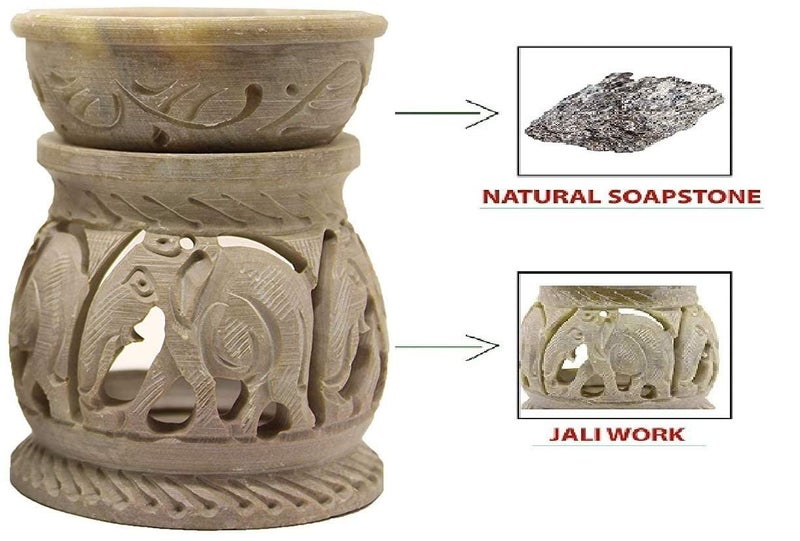 IYBHandcrafted Soapstone Elephant Carving Aroma Burner Oil Diffuser for Gifting Meditation Aromatherapy Home Decor etc - Image 5