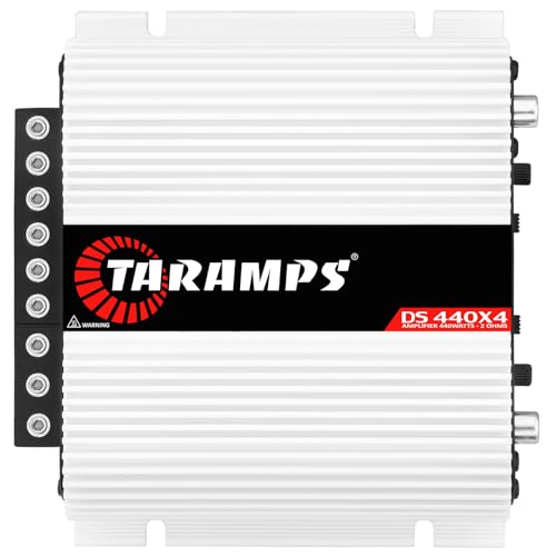 تارامبس DS 440x4 2 أوم مضخم صوت متعدد القنوات 440 واط RMS 110x4 واط نطاق كامل تقاطع ثابت إدخال RCA عالي المستوى 4 قنوات صوت سيارة فئة D