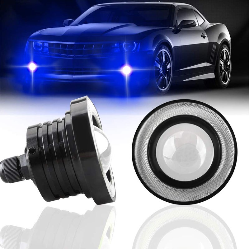 KaiDengZhe 2PCS ضوء ضباب LED عالمي فائق السطوع 35 بروجيكتور 12V 10W حلقات هالة زرقاء لعين الملائكة لمصابيح الرأس للدراجات النارية وضوء النهار وضوء القيادة ومصباح ضباب