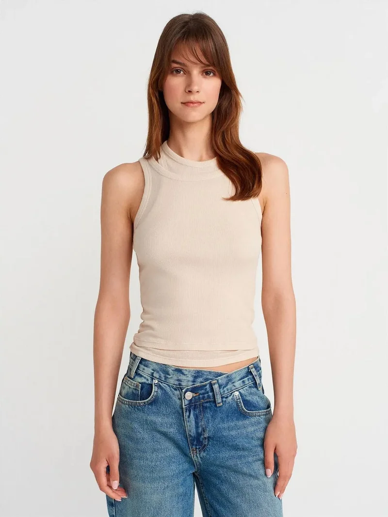 Dilvin DILVIN Cotton Ribbed Crop Cami