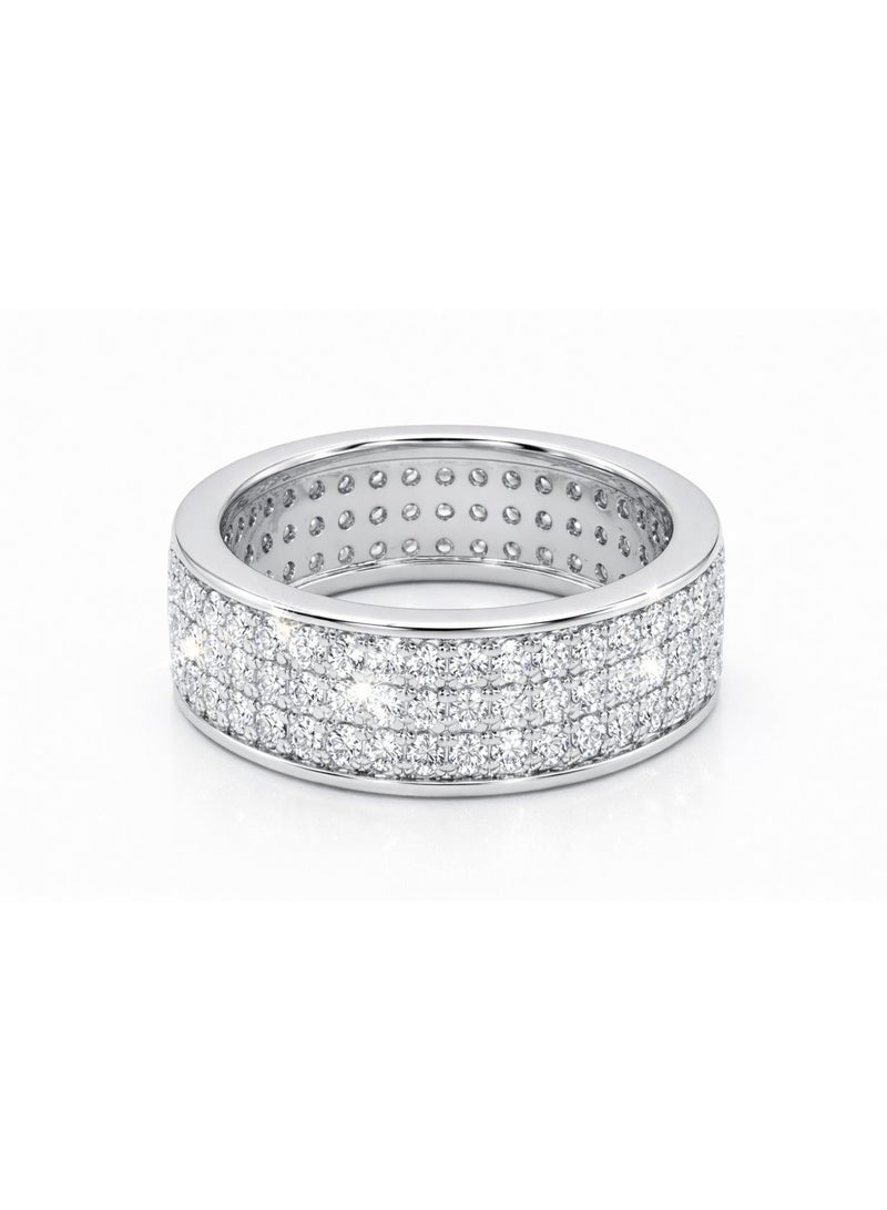 Fine Silver 925 Sterling Silver Women's 3-Row Full Eternity Band Ring with Cubic Zirconia - Image 1