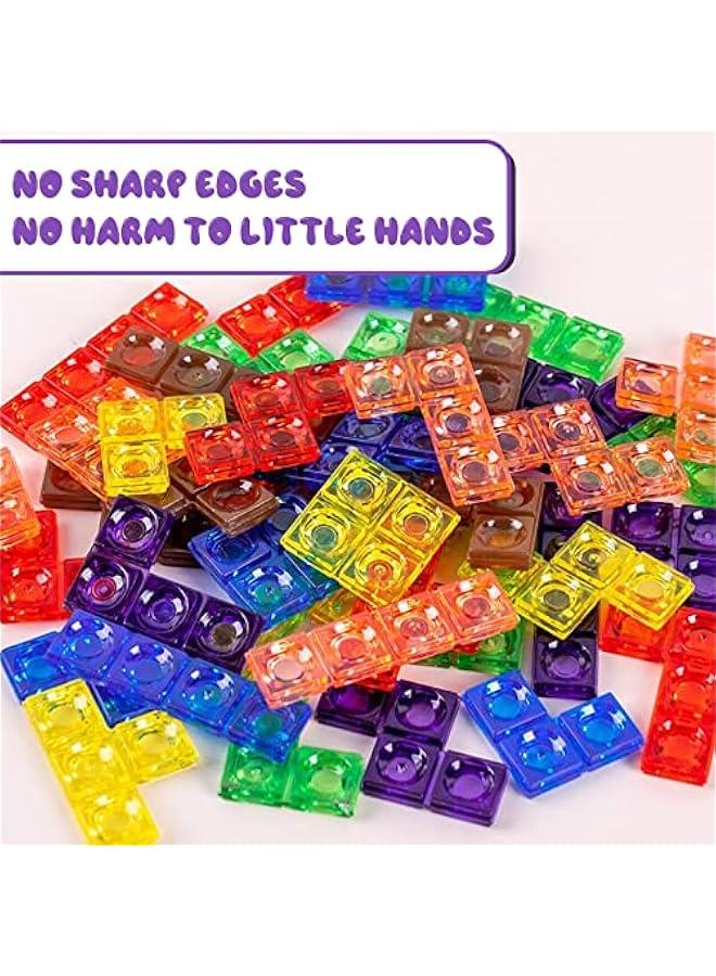 Wooden Blocks Puzzle Brain Teasers Toy, Intelligent Colorful 3D Plastic Blocks Game with Vertical Wood Frame Game Board, Tangram Educational Montessori Toys Gift for Kids Age 4-8 Years Old - Image 5