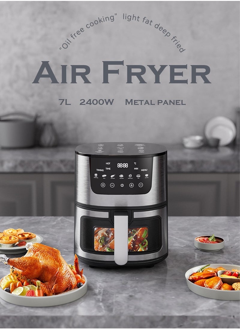 ET-LIFE - 7L Air Fryer, 2400W,  Visual Touch Screen, 7-in-1 For Frying, Grilling, Broiling, Roasting and Baking, RR504, Black - Image 1