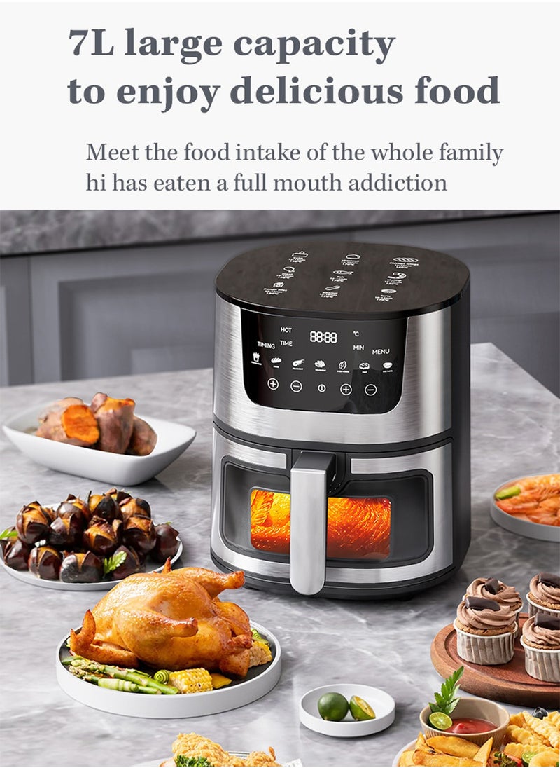 ET-LIFE - 7L Air Fryer, 2400W,  Visual Touch Screen, 7-in-1 For Frying, Grilling, Broiling, Roasting and Baking, RR504, Black - Image 1