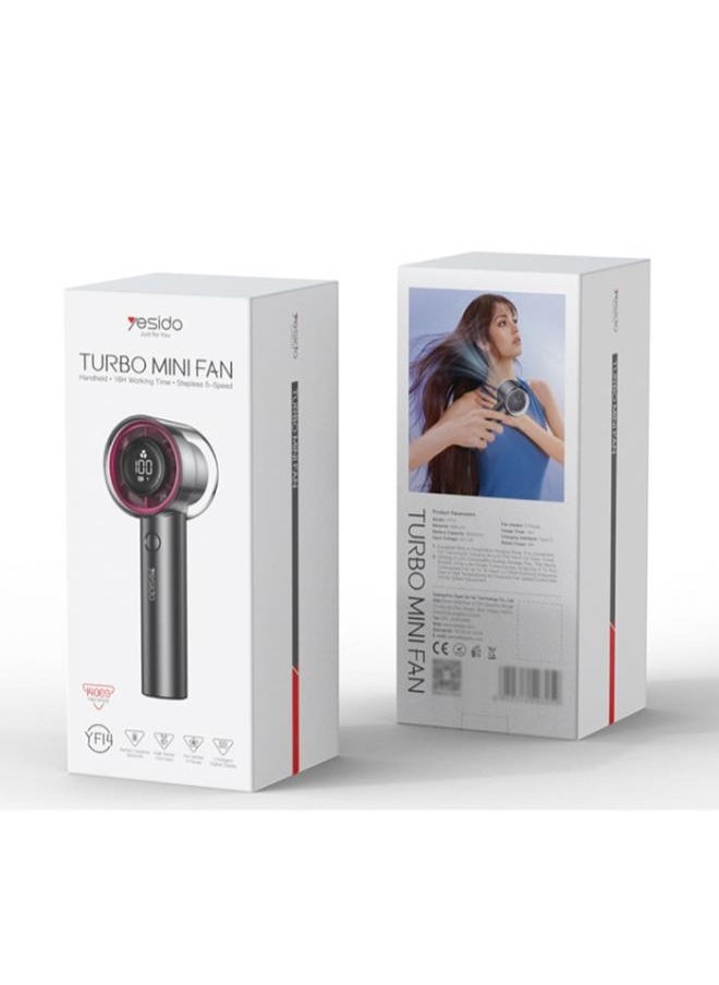 Yesido - YF14 LED Power Display Powerful With 3000mAh Battery 5 Stages Of Speed Turbo Mini Fan - Image 1