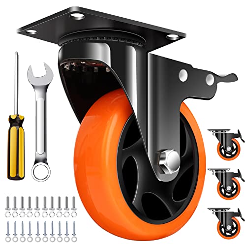 QNCZ 4 Caster Wheels Outstanding Casters Set of 4 Heavy Duty Silent Industrial Casters Locking Casters Wheels for Furniture Castor Wheels for Cart Workbench - Image 1