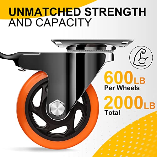 QNCZ 4 Caster Wheels Outstanding Casters Set of 4 Heavy Duty Silent Industrial Casters Locking Casters Wheels for Furniture Castor Wheels for Cart Workbench - Image 3
