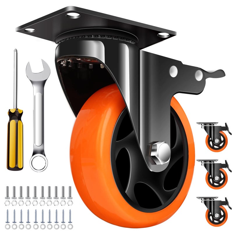 QNCZ 4 Caster Wheels Outstanding Casters Set of 4 Heavy Duty Silent Industrial Casters Locking Casters Wheels for Furniture Castor Wheels for Cart Workbench - Image 2