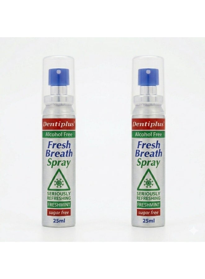 Dentiplus Sugar Free & Alcohol Free Fresh Breath Spray Freshmint 25ml - Pack of 2