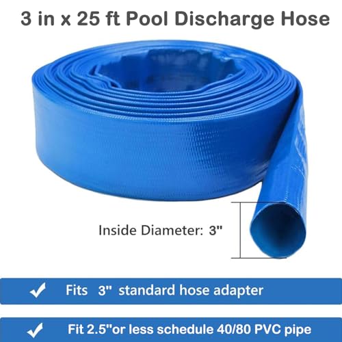 Eastrans 3 inch x 25 FT Pool Backwash Hose,5 inch Width When Pool Hose Lay-Flat, Heavy Duty Discharge Hose, Weather and Burst Resistant, Best Pool Hoses for Inground Pools,Pool Drain Hose - Image 4