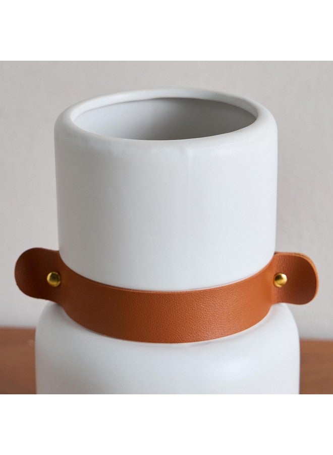 Home Box Tilden Ceramic Vase with PU Band 14 x 14 x 23.5 cm - Image 3