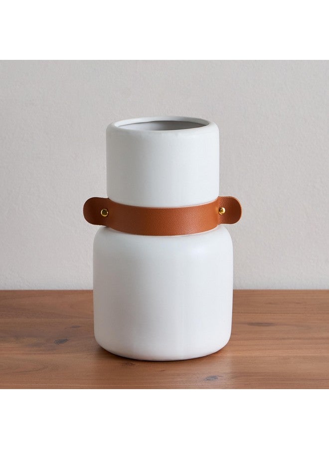 Home Box Tilden Ceramic Vase with PU Band 14 x 14 x 23.5 cm - Image 2