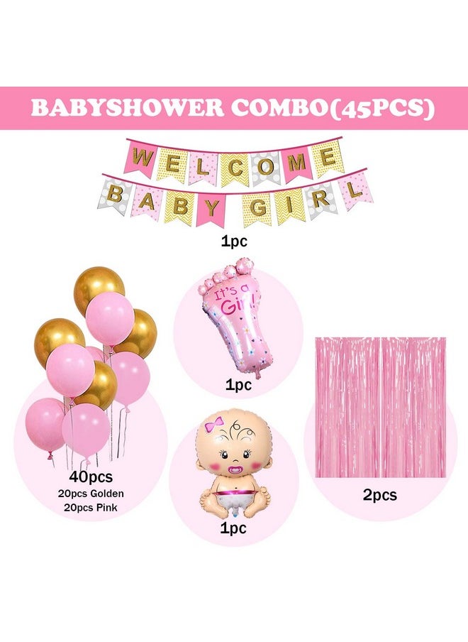 Party Propz Party Propz Welcome Home Baby Girl Decoration- 45Pcs Its a girl decoration items | Naming Ceremony Decoration Kit | Welcome Home Baby Decoration | Welcome Baby Girl Banner (cardstock)  - Image 2