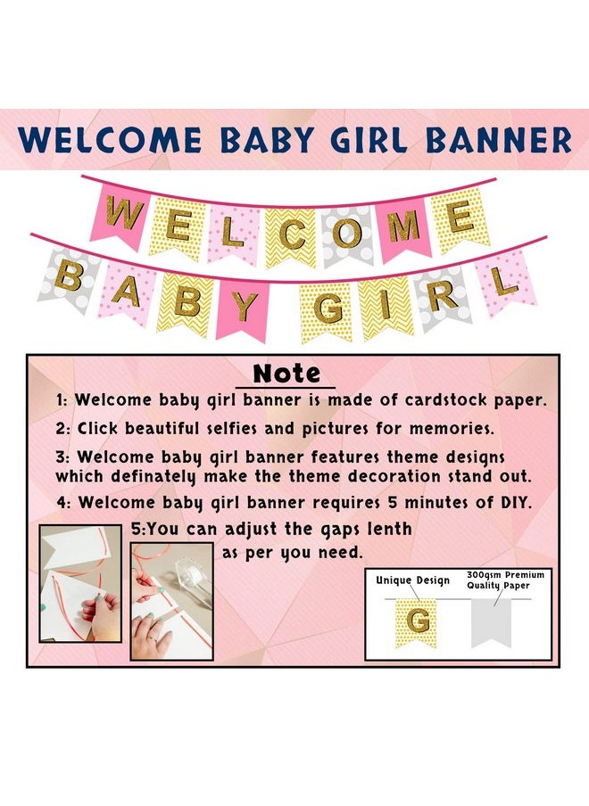 Party Propz Party Propz Welcome Home Baby Girl Decoration- 45Pcs Its a girl decoration items | Naming Ceremony Decoration Kit | Welcome Home Baby Decoration | Welcome Baby Girl Banner (cardstock)  - Image 3
