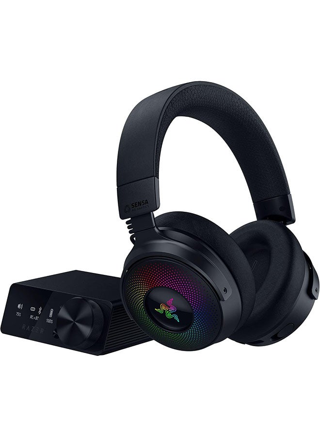 Razer Kraken V4 Pro Wireless Gaming Headphones, OLED Control Hub, 40mm Driver, Razer TriForce Bio-Cellulose Type, Retractable Razer HyperClear Super Wideband Mic, Unidirectional Pick-Up, Black | RZ04-05160100-R3M1 - Image 1