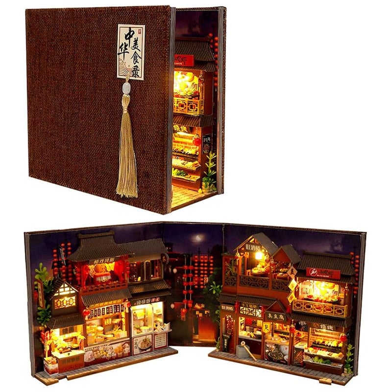 TOPBSFARNY DIY Food Court Miniature Book Nook Kit 3D Model Wooden Dollhouse Booknook Craft Kits Room Decor Miniature Model House for Adult and Teens Gifts for Family and Friends - Image 2