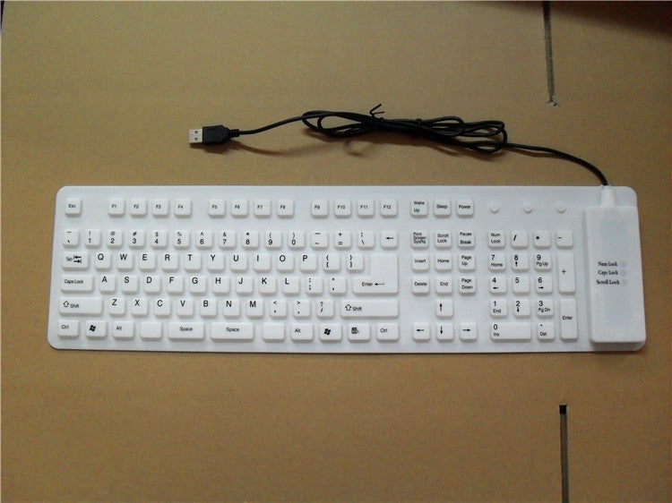 109-Key Silicone Foldable Keyboard Waterproof White 
