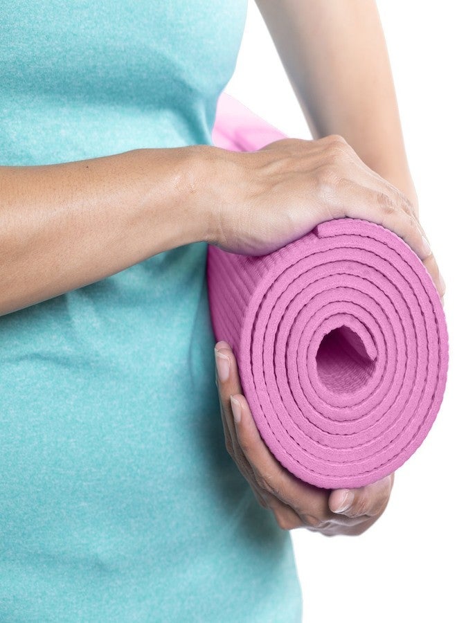SDR Coloured Anti Skid Yoga Mat 4mm for Gym Workout and Flooring Exercise for Men Women & Kids Color Pink - Image 4
