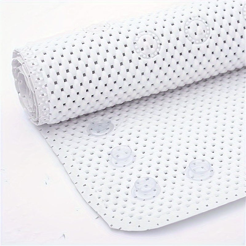Non Slip Blue Bathtub Mat 16 93 X 35 83 Inches Soft Foam Shower Mat For Bathroom Tub With Drain Holes And Suction Cups - Image 1