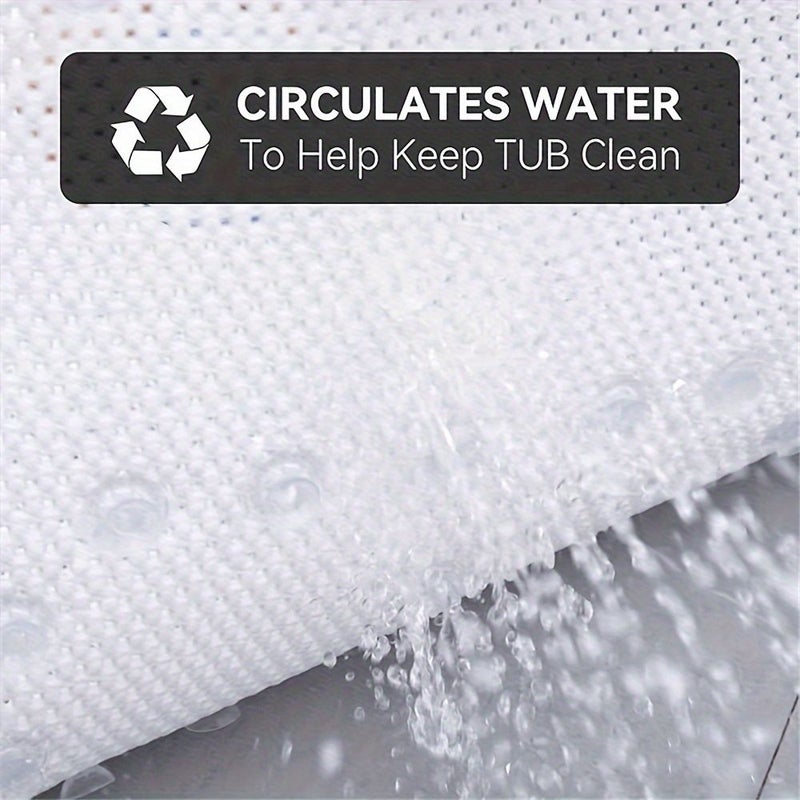 Non Slip Blue Bathtub Mat 16 93 X 35 83 Inches Soft Foam Shower Mat For Bathroom Tub With Drain Holes And Suction Cups - Image 5