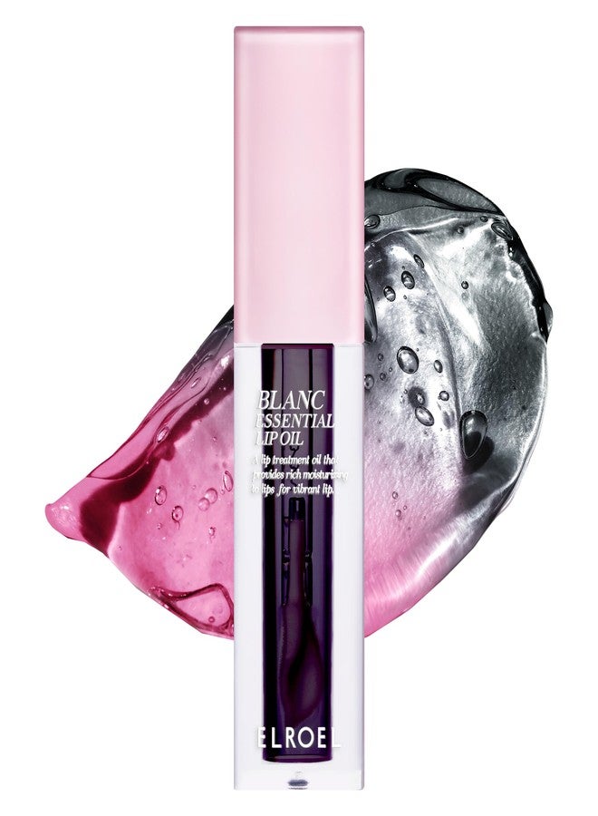 ELROEL Blanc Essential Lip Oil - 50HR Moisturizing, Hydrating & Color Changing Korean Tinted Lip Oil Gloss Makeup with 6 Plant Extracts - Lightweight, Non-Sticky Finish 0.15 fl oz (#05 Blackberry) - Image 1