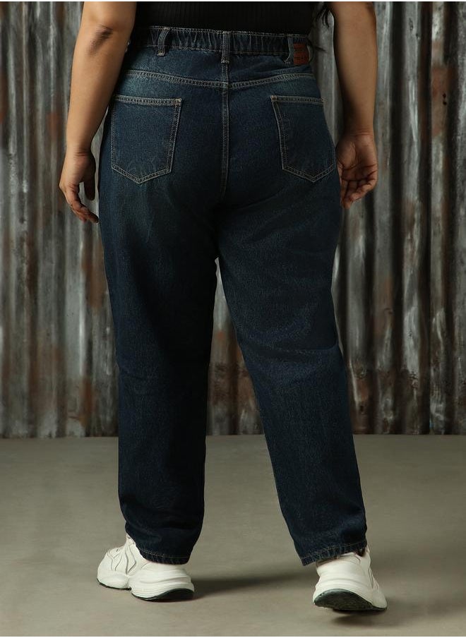 HIGH STAR - Women Jeans in Blue featuring Tappered fit with a washed pattern, secured with button closure, crafted from 100% cotton – ideal for both casual and formal outings. - Image 1