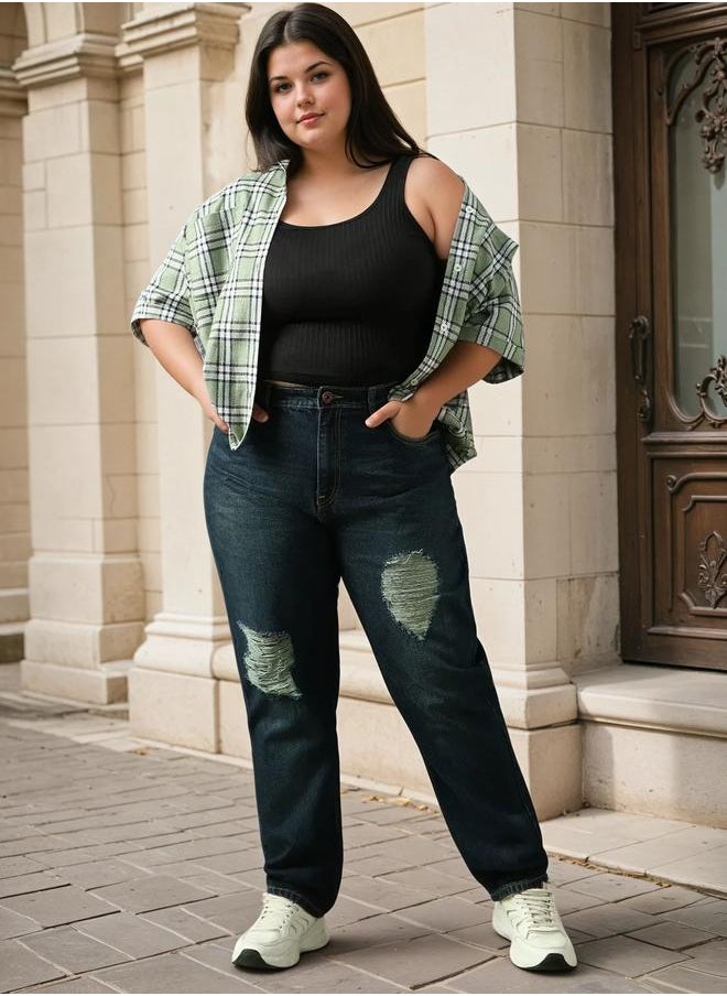 HIGH STAR - Women Jeans in Blue featuring Tappered fit with a washed pattern, secured with button closure, crafted from 100% cotton – ideal for both casual and formal outings. - Image 1