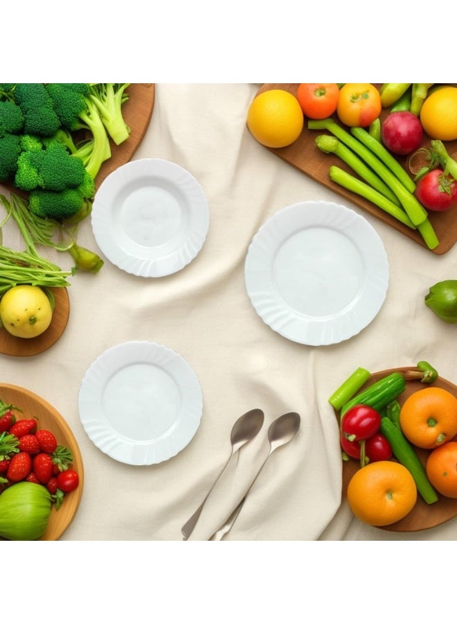 Melrich طقم عشاء من 12 قطعة من الأوبال مع 4 أطباق عشاء 29 سم، 4 أطباق حلوى 22 سم، 4 سلطانيات 13 سم، أبيض - Image 4