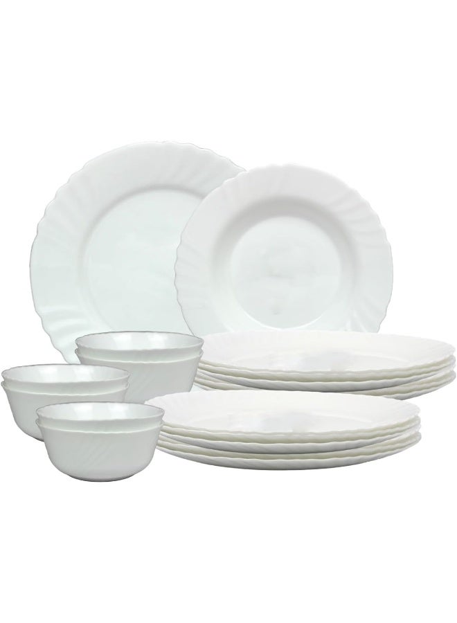 Melrich طقم عشاء من 12 قطعة من الأوبال مع 4 أطباق عشاء 29 سم، 4 أطباق حلوى 22 سم، 4 سلطانيات 13 سم، أبيض - Image 1
