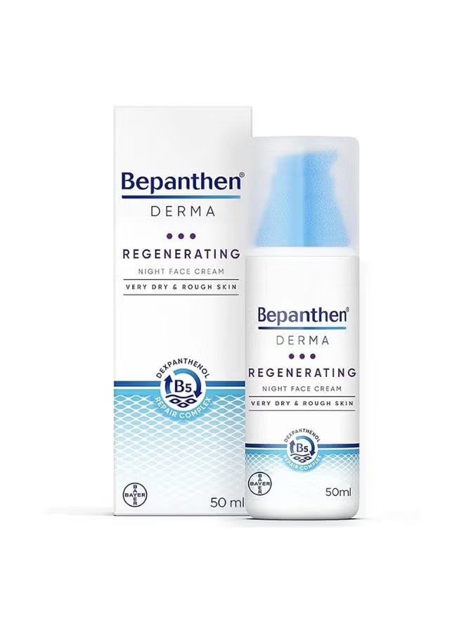 Bepanthen DERMA Regenerating Night Face Cream, 50ml Pump Bottle - Image 1