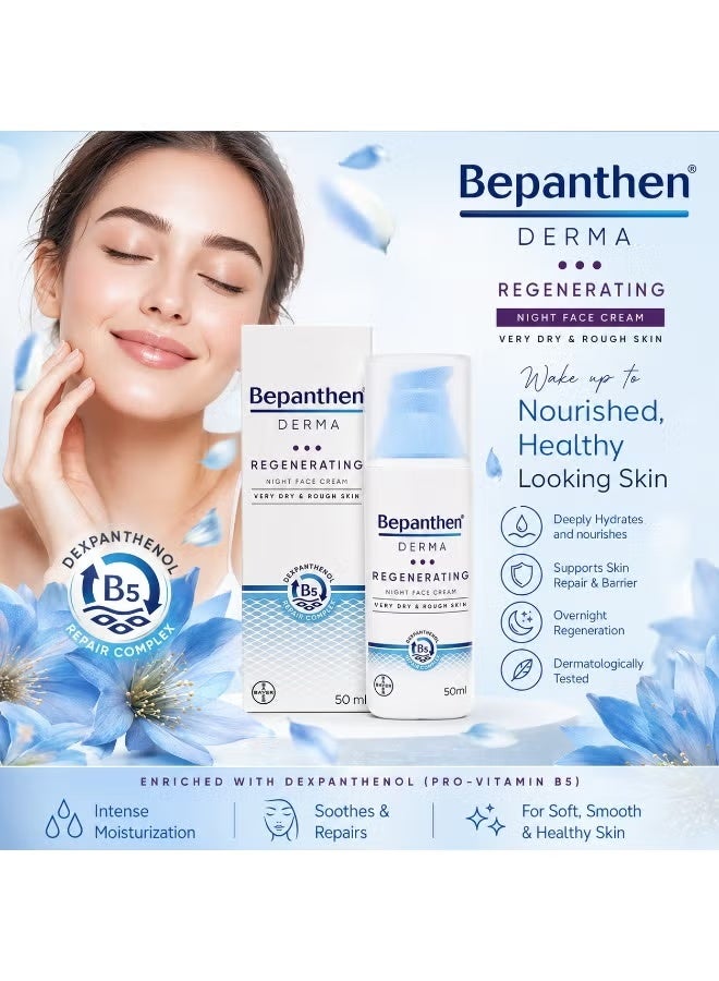 Bepanthen DERMA Regenerating Night Face Cream, 50ml Pump Bottle - Image 2