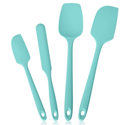 Lilybeam 600F Heat Resistant Spatulas High Heat Food Safe Semless Kitchen Silicone Scraper Set for Cooking Baking Mixing Scraping Stirring Nonstick Cookware Pan Bowl 4PcsAqua Sky - Image 1