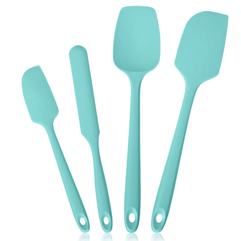 Lilybeam 600F Heat Resistant Spatulas High Heat Food Safe Semless Kitchen Silicone Scraper Set for Cooking Baking Mixing Scraping Stirring Nonstick Cookware Pan Bowl 4PcsAqua Sky - Image 2