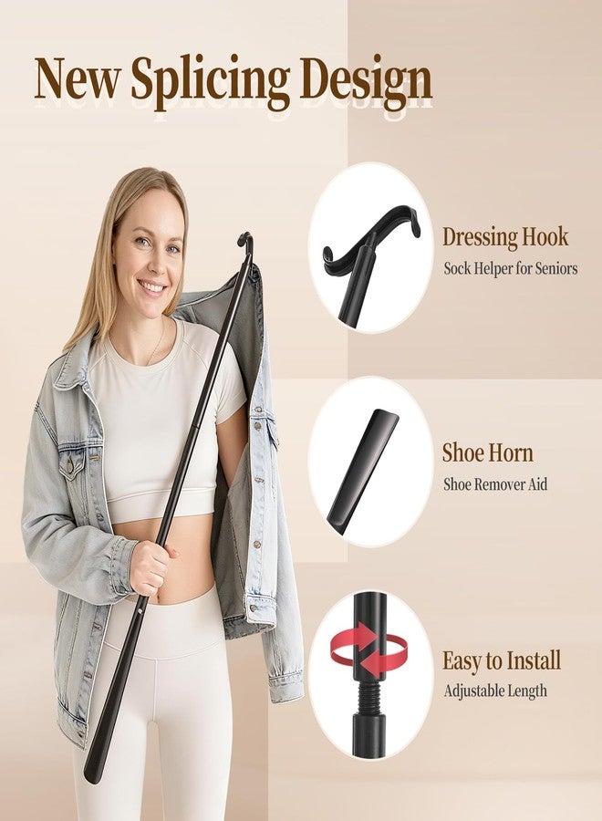 Fanwer Long Handle Shoe Horn for Seniors -33.5" Long Dressing Stick, Shoe Helper with Sock Remover Tool, Adjustable,Stable & Durable, Ideal for Disabled, Knee &Hip Replacement & Back Pain Sufferers. - Image 5